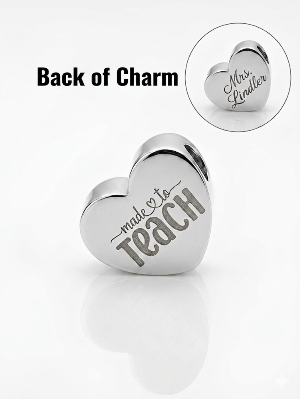 Personalized Teacher Heart Charm